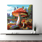 Painting by numbers mushrooms in the forest